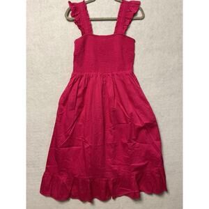 The Drop Dress Womens Medium Smocked Ruffle Strap Midi Summer Pockets